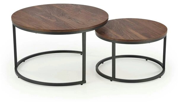 Set 2 masute cafea JAVA, nuc/negru