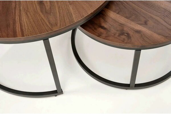Set 2 masute cafea JAVA, nuc/negru