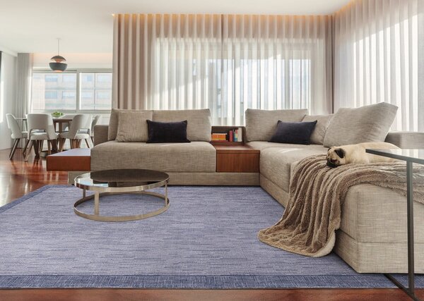 Covor albastru închis din lână 200x300 cm Linea – Agnella