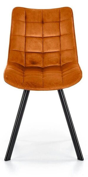 Scaun tapitat stofa K332, caramiziu/negru, catifea/metal, 46x61x84 cm