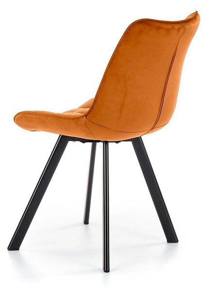 Scaun tapitat stofa K332, caramiziu/negru, catifea/metal, 46x61x84 cm