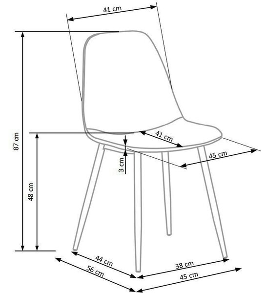 Scaun K316, bej/stejar, stofa clasica/metal, 44x56x87 cm