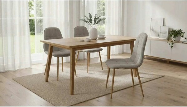 Scaun K316, bej/stejar, stofa clasica/metal, 44x56x87 cm