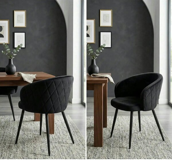 Scaun K430, negru, stofa catifelata/metal, 61x54x77 cm