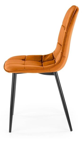 Scaun K417, caramiziu, stofa catifelata/metal, 44x56x87 cm