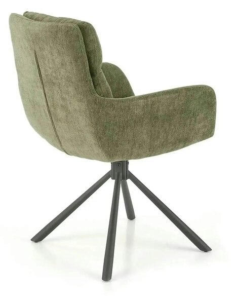 Scaun rotativ K495, verde/negru, stofa clasica/metal, 60x65x87 cm