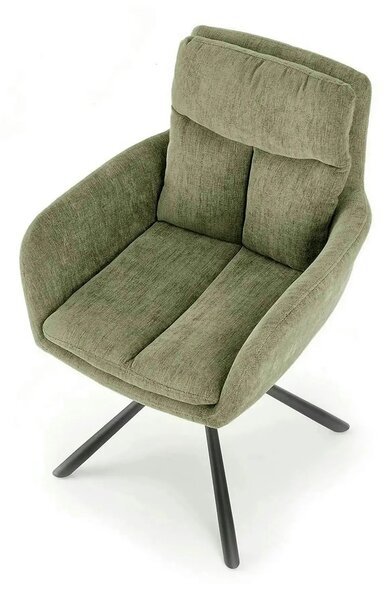 Scaun rotativ K495, verde/negru, stofa clasica/metal, 60x65x87 cm