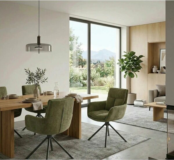 Scaun rotativ K495, verde/negru, stofa clasica/metal, 60x65x87 cm