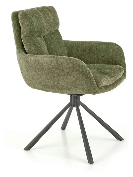 Scaun rotativ K495, verde/negru, stofa clasica/metal, 60x65x87 cm