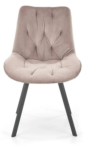 Scaun rotativ K519, bej/negru, stofa catifelata/metal, 54x63x86 cm