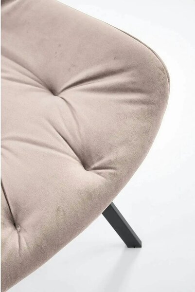 Scaun rotativ K519, bej/negru, stofa catifelata/metal, 54x63x86 cm