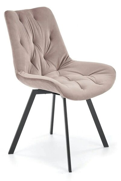 Scaun rotativ K519, bej/negru, stofa catifelata/metal, 54x63x86 cm