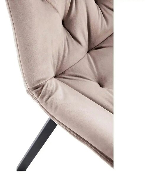 Scaun rotativ K519, bej/negru, stofa catifelata/metal, 54x63x86 cm
