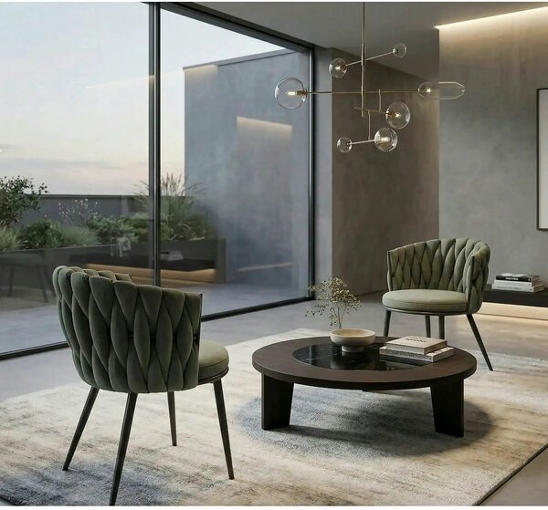 Scaun K516, verde/negru, stofa clasica/metal, 57x60x79 cm