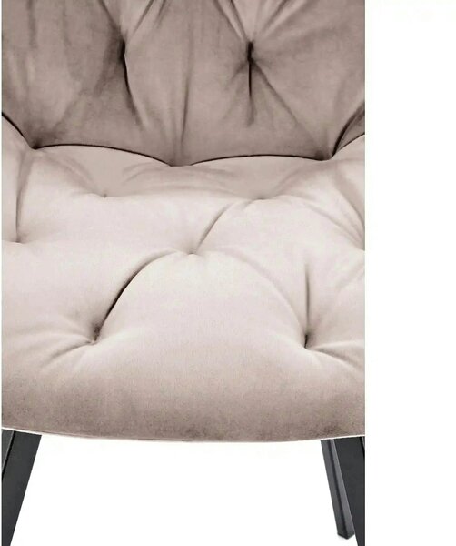 Scaun rotativ K519, bej/negru, stofa catifelata/metal, 54x63x86 cm
