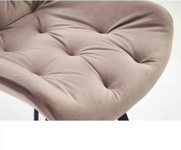 Scaun rotativ K519, bej/negru, stofa catifelata/metal, 54x63x86 cm