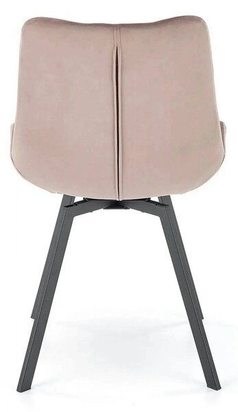 Scaun rotativ K519, bej/negru, stofa catifelata/metal, 54x63x86 cm
