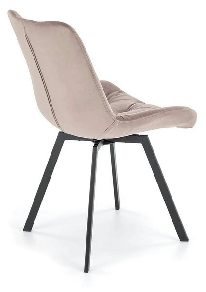 Scaun rotativ K519, bej/negru, stofa catifelata/metal, 54x63x86 cm