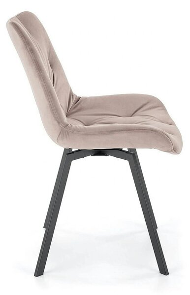 Scaun rotativ K519, bej/negru, stofa catifelata/metal, 54x63x86 cm