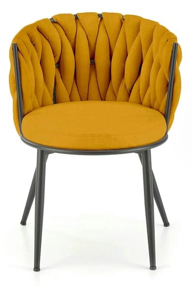 Scaun K516, galben/negru, stofa clasica/metal, 57x60x79 cm