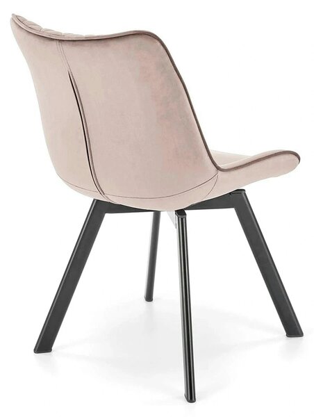 Scaun rotativ bucatarie K520, bej/negru, stofa catifelata/metal, 45x63