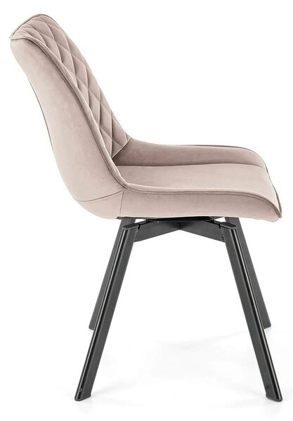 Scaun rotativ bucatarie K520, bej/negru, stofa catifelata/metal, 45x63