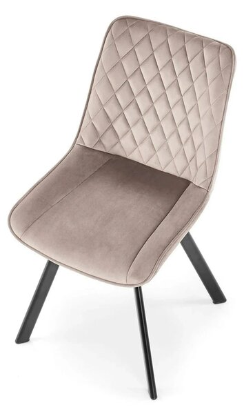 Scaun rotativ bucatarie K520, bej/negru, stofa catifelata/metal, 45x63