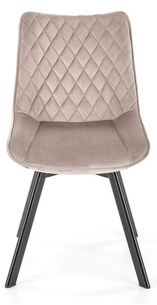 Scaun rotativ bucatarie K520, bej/negru, stofa catifelata/metal, 45x63