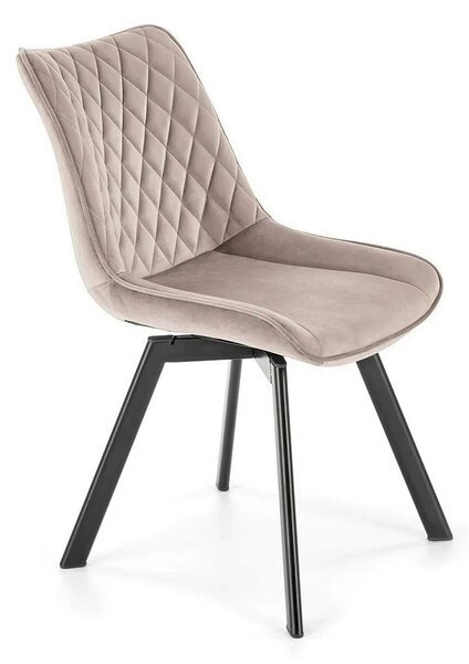 Scaun rotativ bucatarie K520, bej/negru, stofa catifelata/metal, 45x63