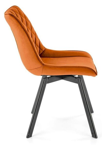 Scaun rotativ K520, caramiziu/negru, stofa catifelata/metal, 45x63x80