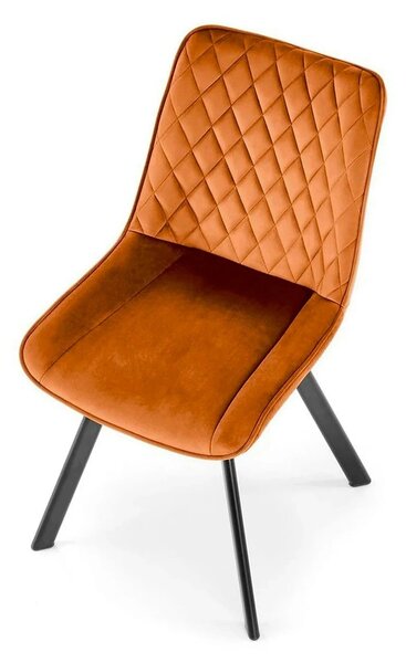Scaun rotativ K520, caramiziu/negru, stofa catifelata/metal, 45x63x80