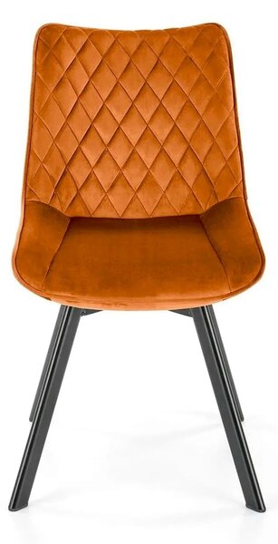 Scaun rotativ K520, caramiziu/negru, stofa catifelata/metal, 45x63x80