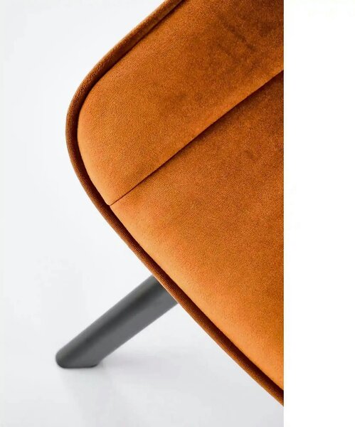 Scaun rotativ K520, caramiziu/negru, stofa catifelata/metal, 45x63x80