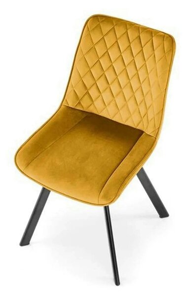 Scaun rotativ K520, galben mustar/negru, stofa catifelata/metal, 45x63
