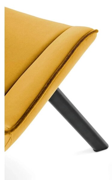Scaun rotativ K520, galben mustar/negru, stofa catifelata/metal, 45x63