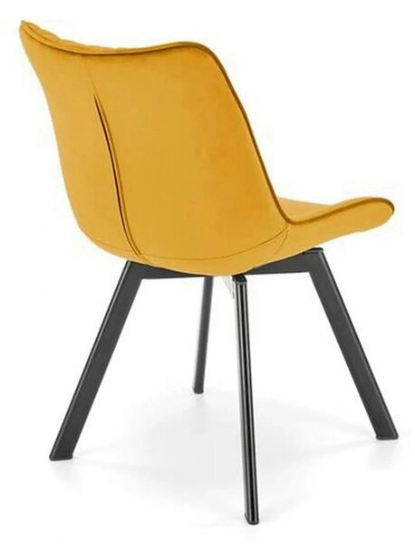 Scaun rotativ K520, galben mustar/negru, stofa catifelata/metal, 45x63