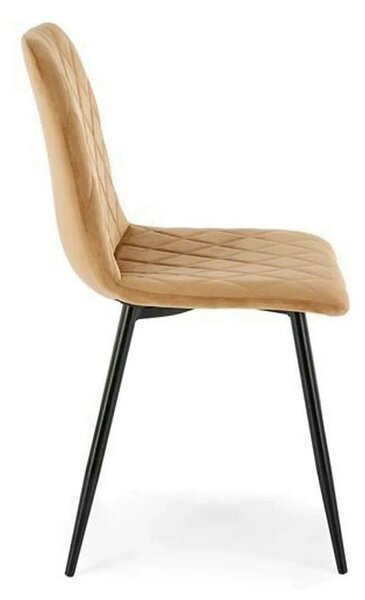 Scaun K525, bej/negru, stofa catifelata/metal, 45x55x89 cm