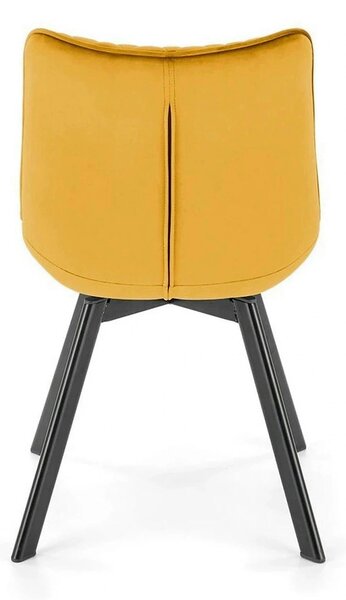 Scaun rotativ K520, galben mustar/negru, stofa catifelata/metal, 45x63
