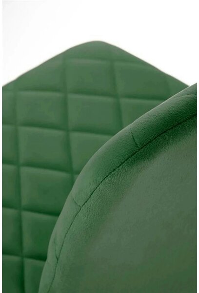 Scaun K525, verde inchis/negru, stofa catifelata/metal, 45x55x89 cm