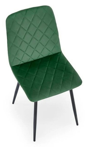 Scaun K525, verde inchis/negru, stofa catifelata/metal, 45x55x89 cm