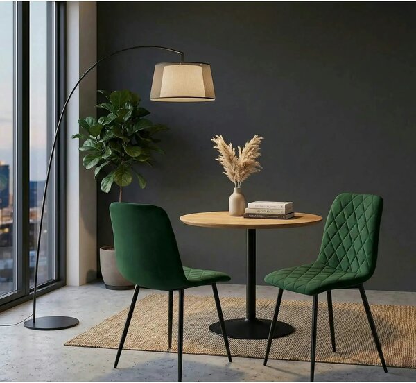 Scaun K525, verde inchis/negru, stofa catifelata/metal, 45x55x89 cm