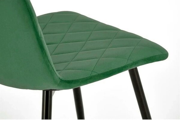 Scaun K525, verde inchis/negru, stofa catifelata/metal, 45x55x89 cm