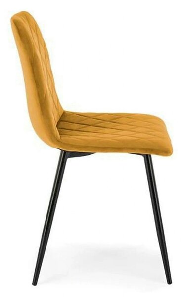 Scaun K525, galben/negru, stofa catifelata/metal, 45x55x89 cm