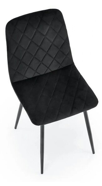 Scaun K525, negru, stofa catifelata/metal, 45x55x89 cm