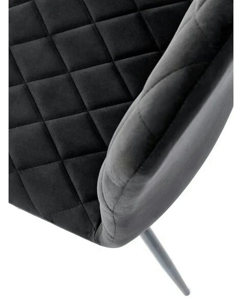 Scaun K525, negru, stofa catifelata/metal, 45x55x89 cm