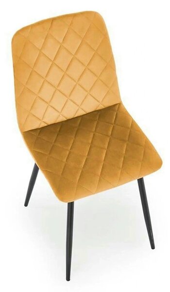 Scaun K525, galben/negru, stofa catifelata/metal, 45x55x89 cm