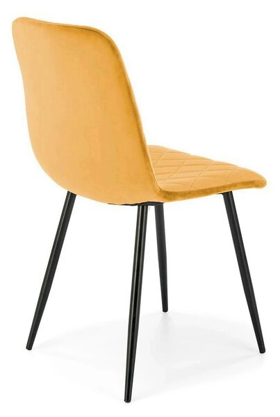 Scaun K525, galben/negru, stofa catifelata/metal, 45x55x89 cm