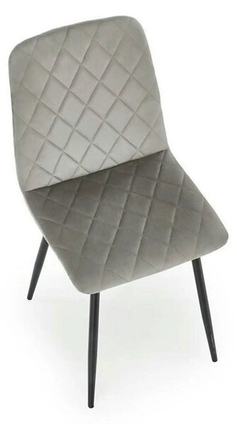 Scaun K525, gri/negru, stofa catifelata/metal, 45x55x89 cm