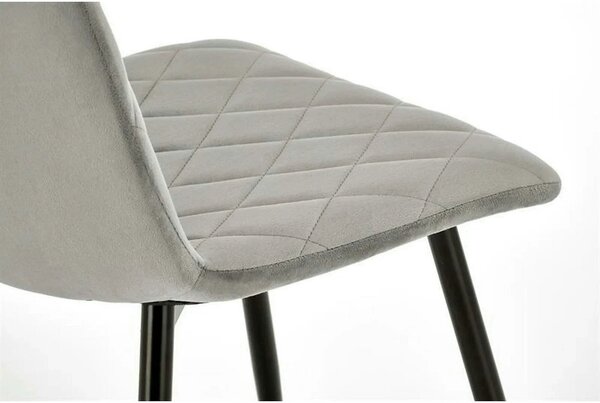 Scaun K525, gri/negru, stofa catifelata/metal, 45x55x89 cm