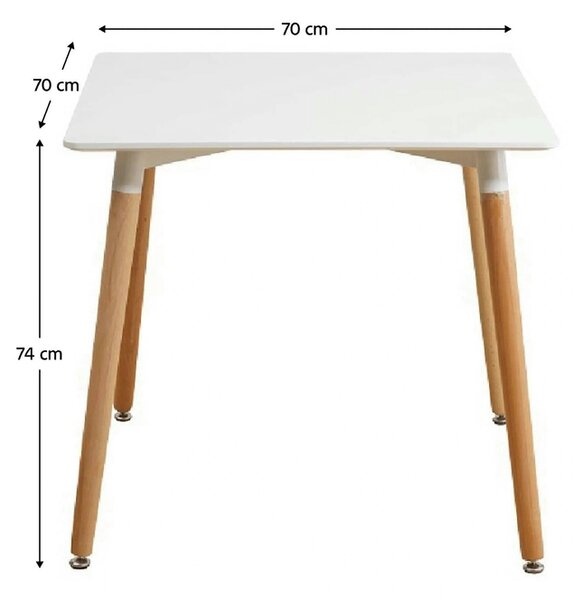 Masa DIDIER 4, alb/stejar, 70x70x74 cm